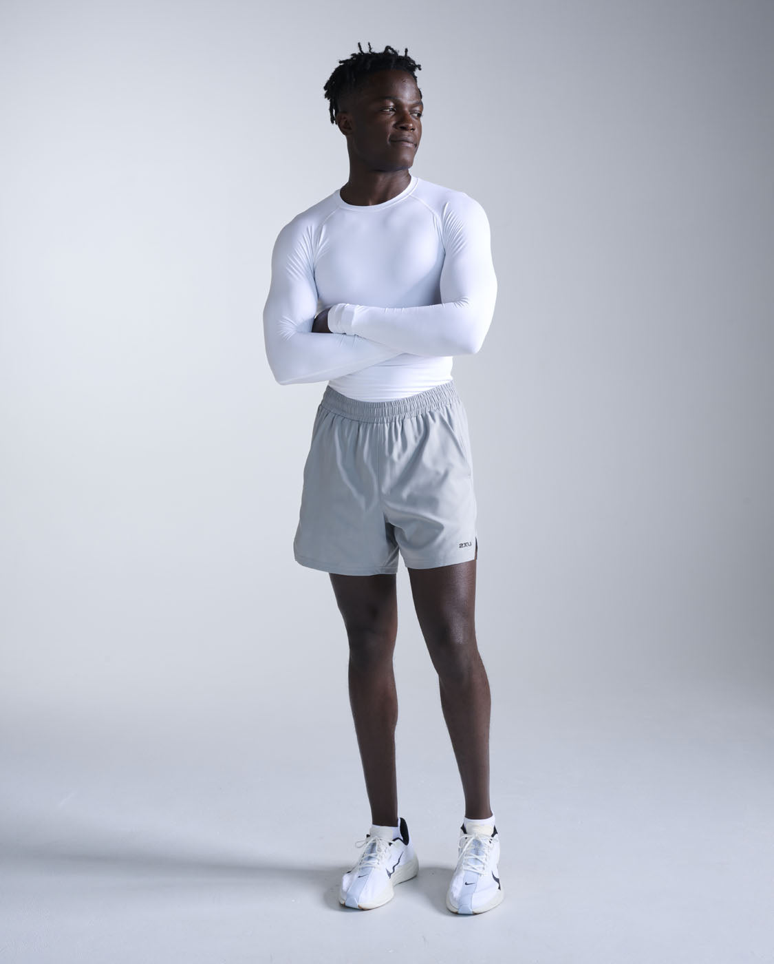 Core Compression Long Sleeve, White/White