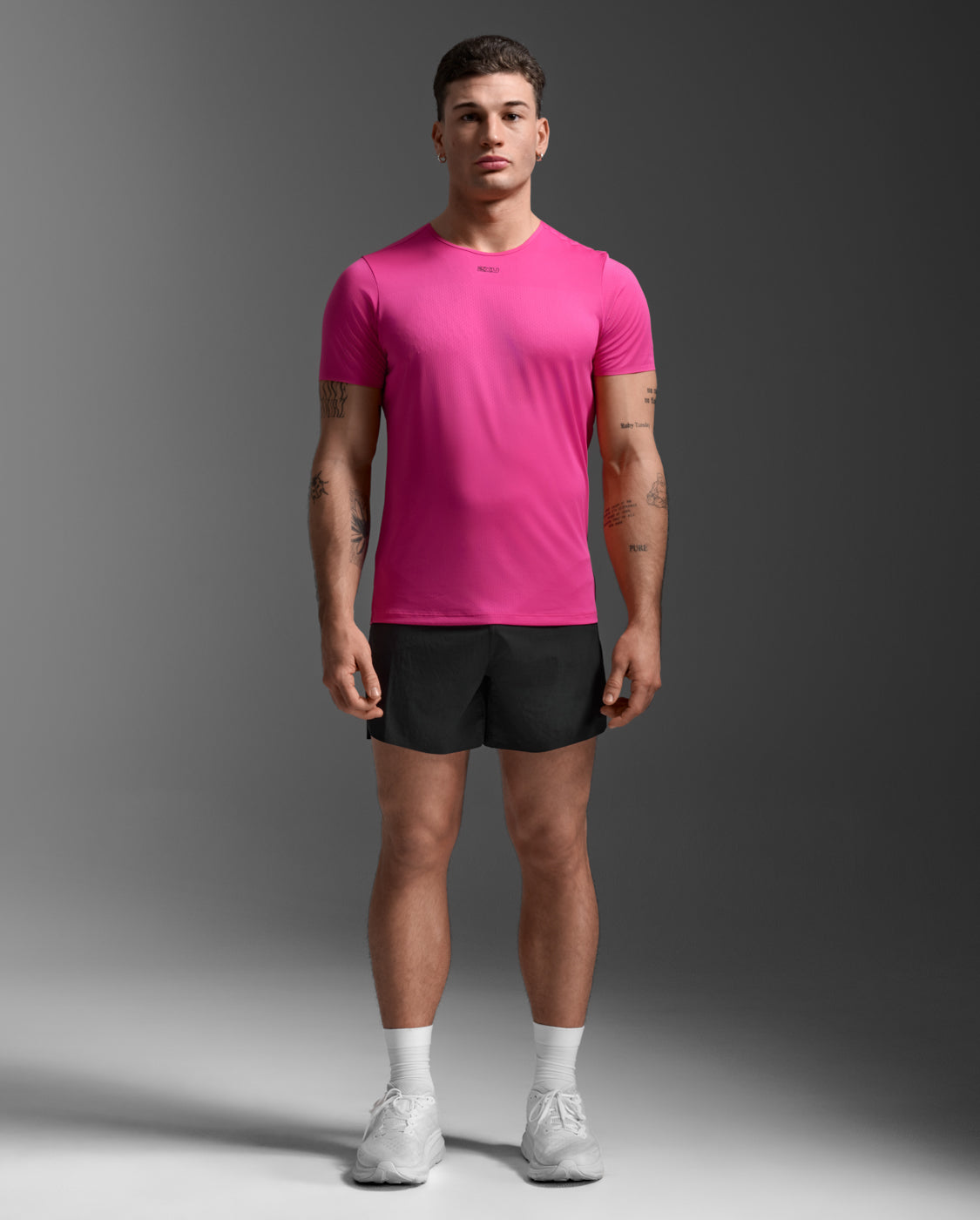 Light Speed Tech Tee, Fuchsia/Black Reflective