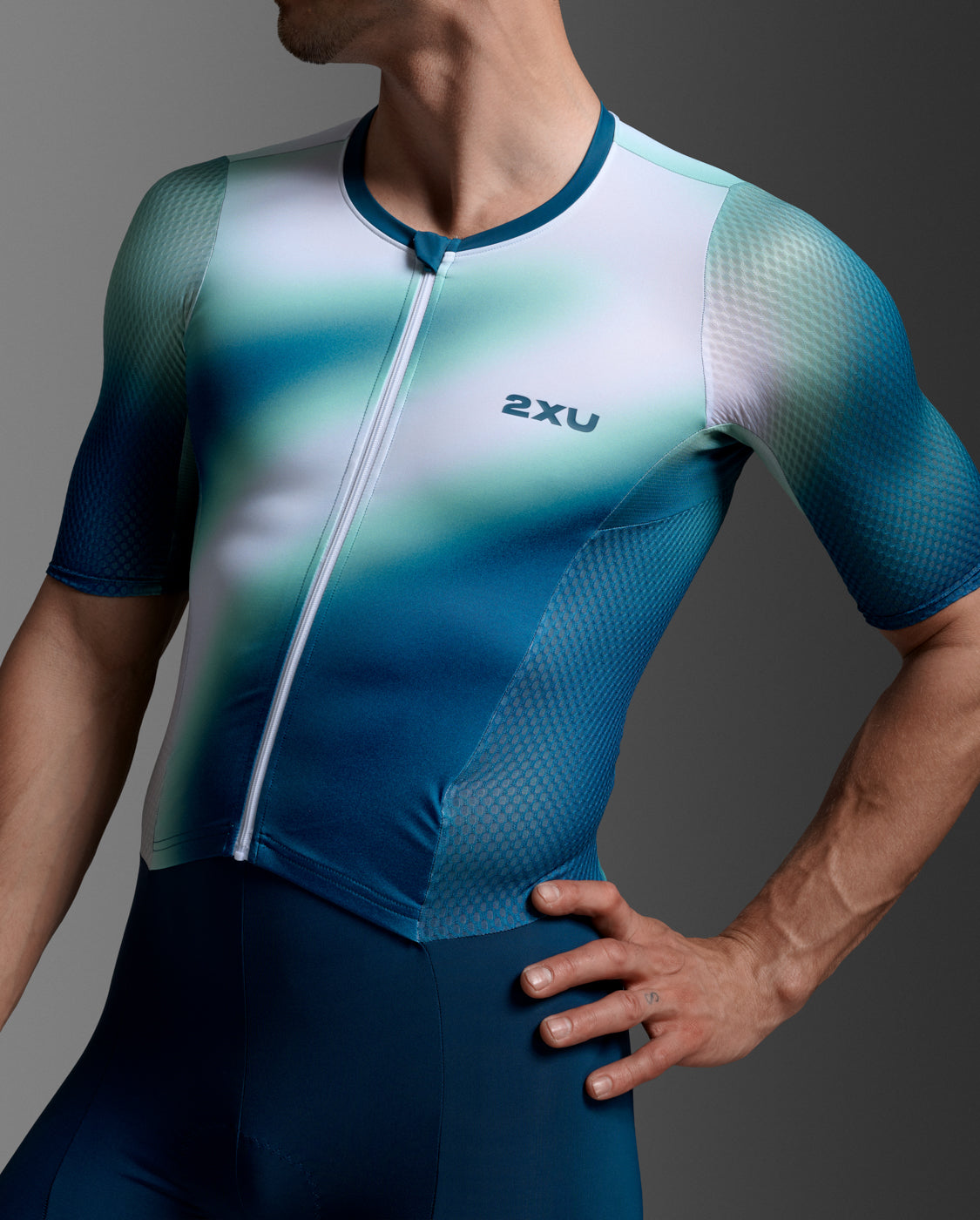 Aero Hex Sleeved Trisuit, Jelly Mint/Majol