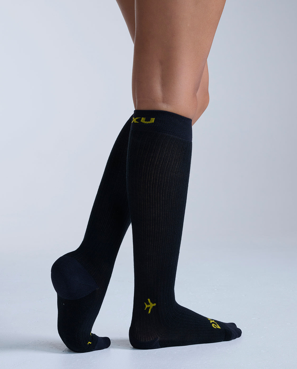 Flight Bamboo Charcoal Compression Socks, Black/Yellow