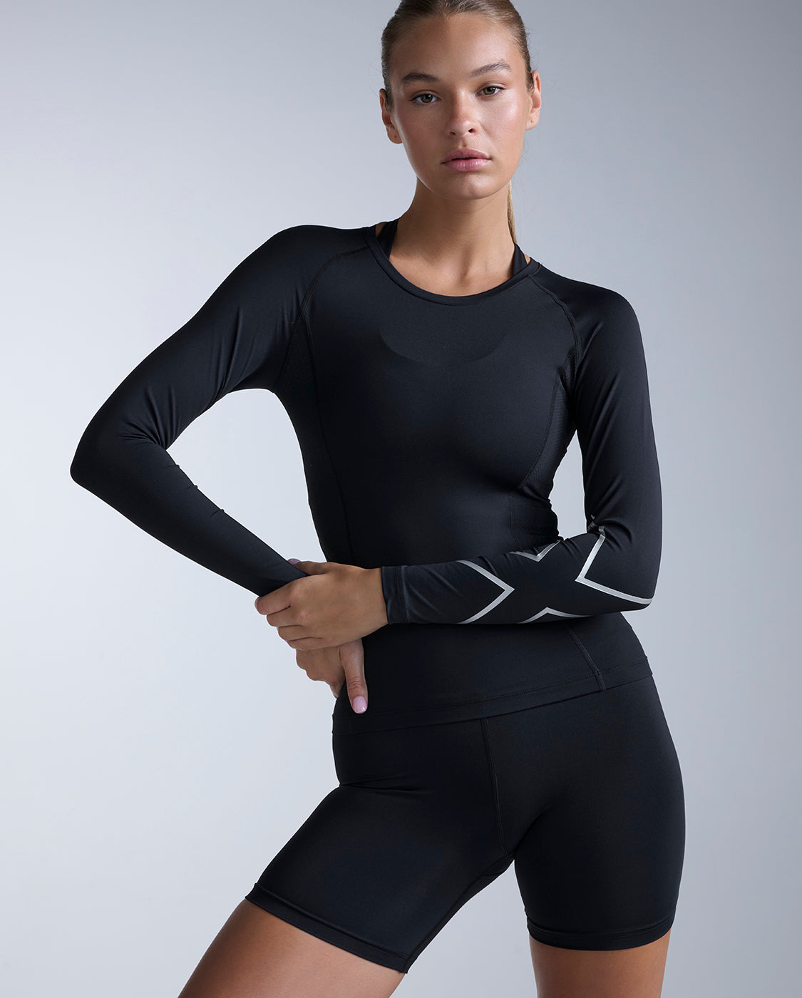 Core Compression Long Sleeve, Black/Silver