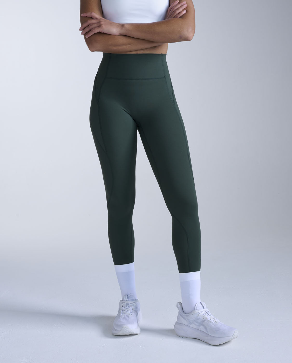 Flex Hi-Rise Compression Tights, Ever Green/Ever Green