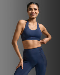 Aero Mesh Medium Impact Bra, Midnight/Midnight Reflective
