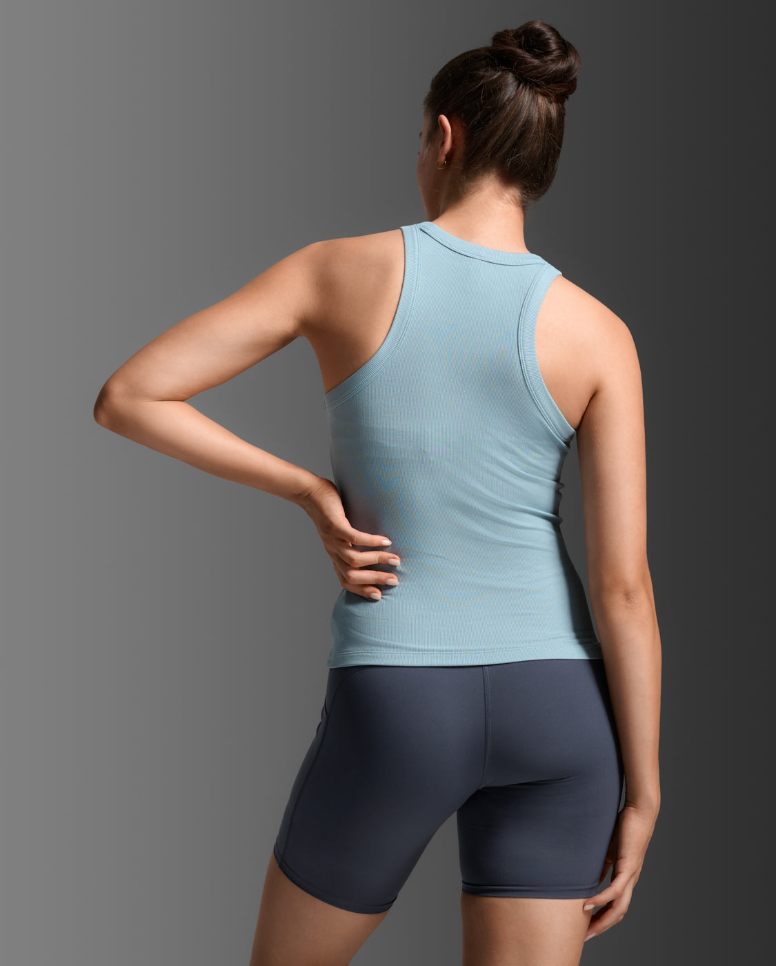 Fluid Modal Ribbed Tank, Chambray/White