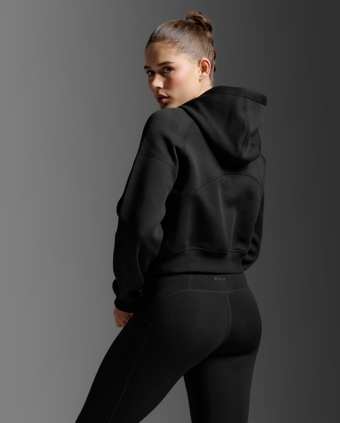 Form Smooth Spacer Crop Hoodie, Black/Black