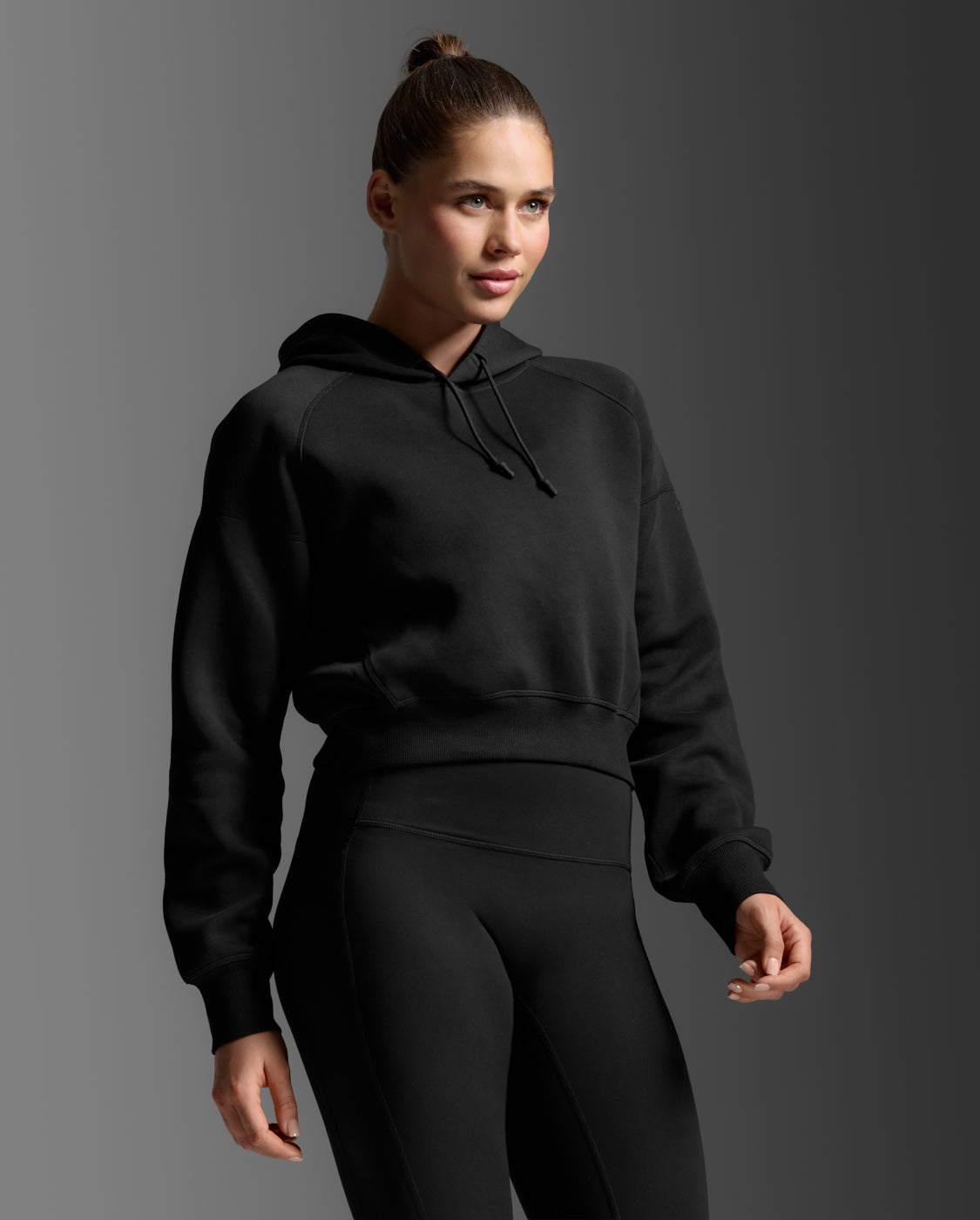 Form Smooth Spacer Crop Hoodie, Black/Black