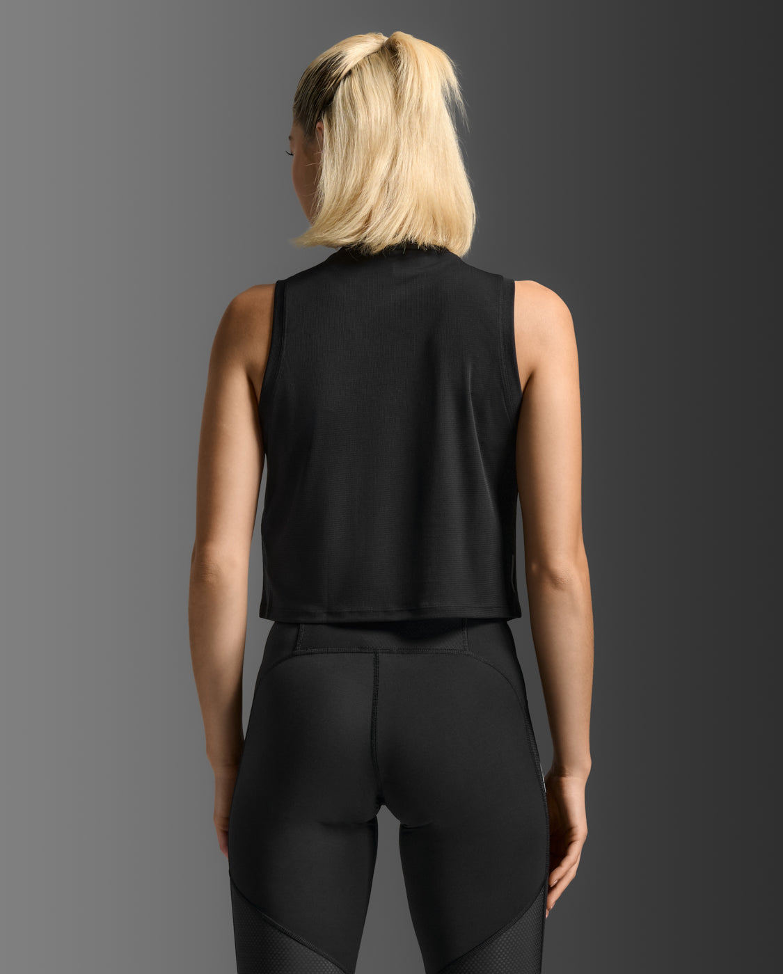 Aero Mesh Crop Tank, Black/Silver Reflective