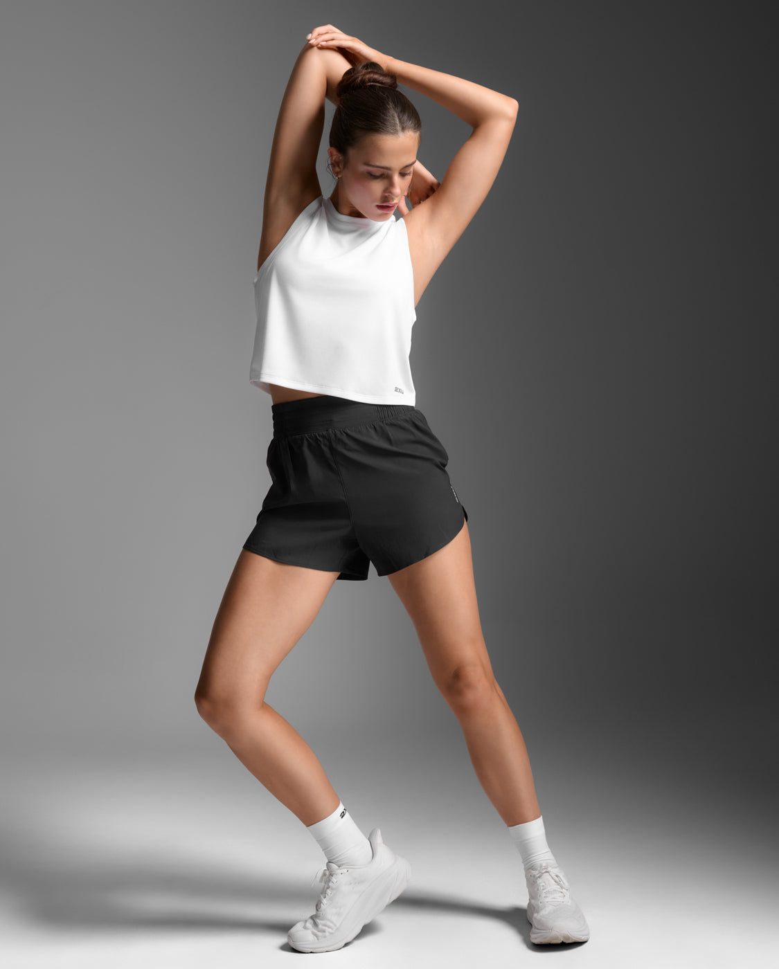Aero Mesh Crop Tank, White/Silver Reflective