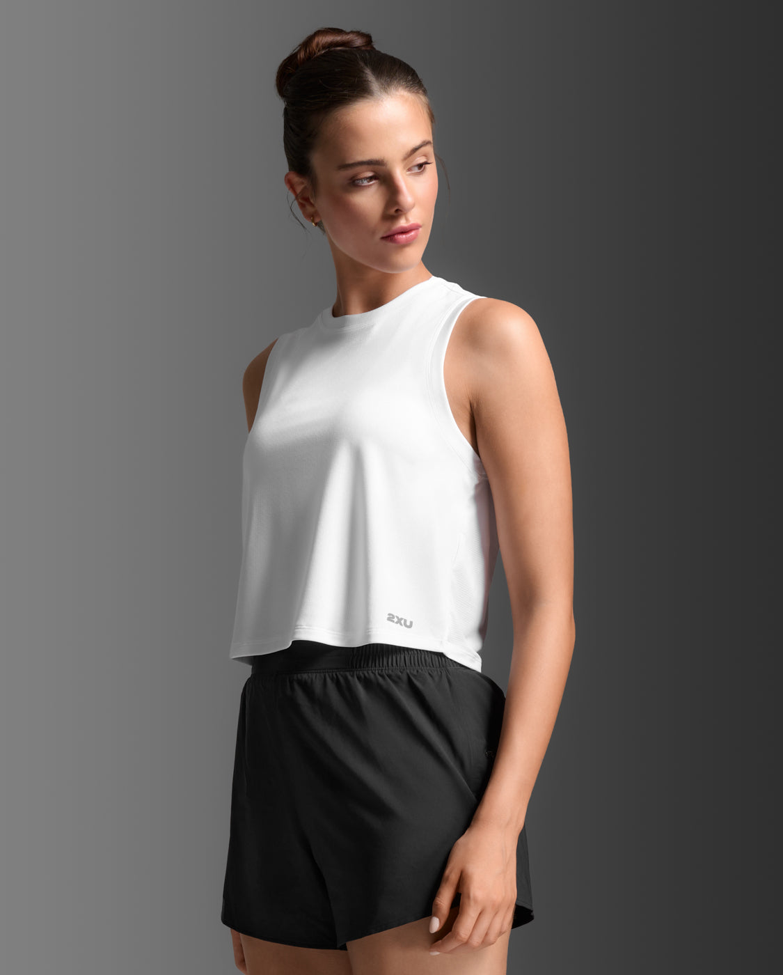 Aero Mesh Crop Tank, White/Silver Reflective