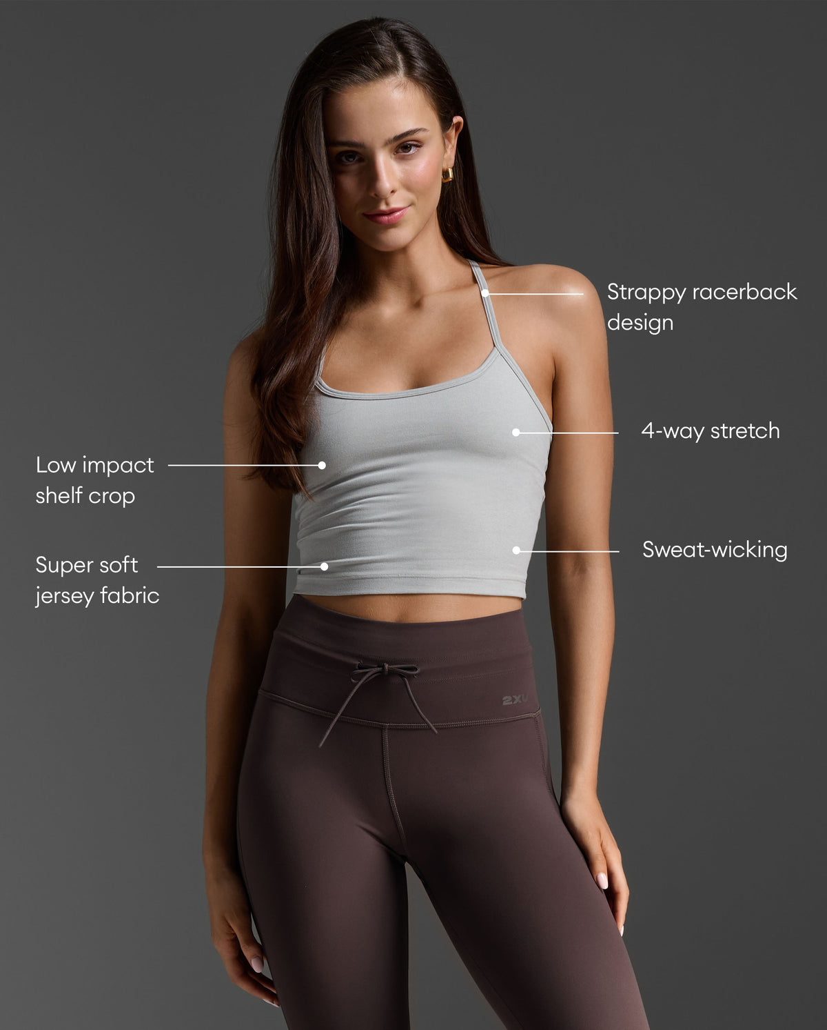 Flex Strappy Crop Tank, Harbor Mist/Harbor Mist