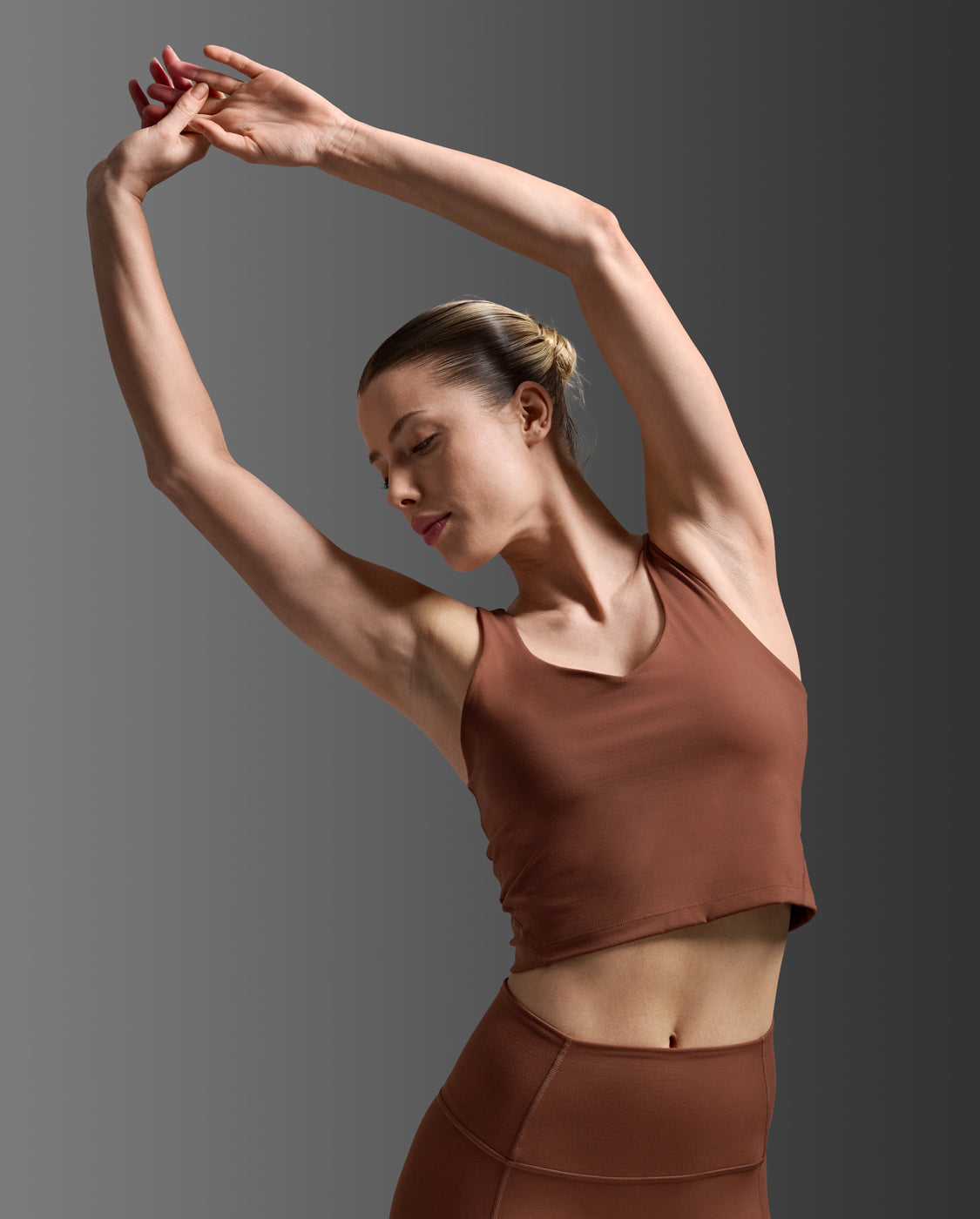 Fluid Longline Bra, Sepia/Sepia