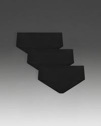 Invisible Hipster Brief 3 Pack, Black/Black